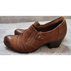Earth Origins Boots‎ Womens 11 Brown Leather Booties Shoes Kacie Heeled Loafers